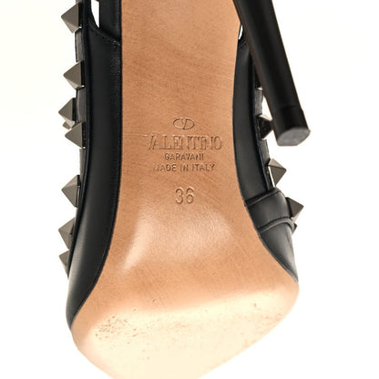 Valentino Garavani Calfskin Nappa Rockstud Undercover Ankle Strap 100mm Pumps 36 Black Grey 9 of 9