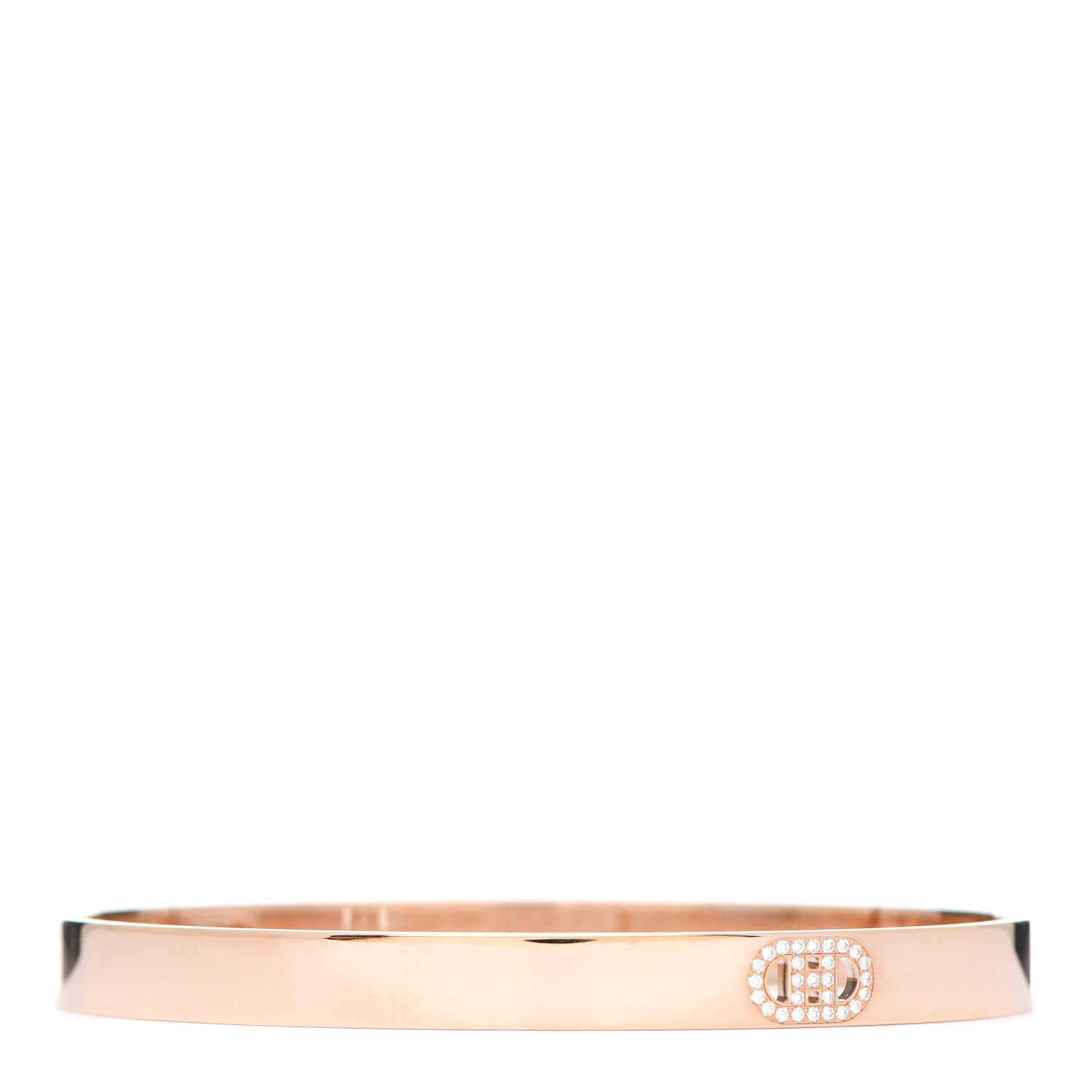 Hermes 18K Rose Gold Diamond PM H D'Ancre Bracelet SH 1 of 5