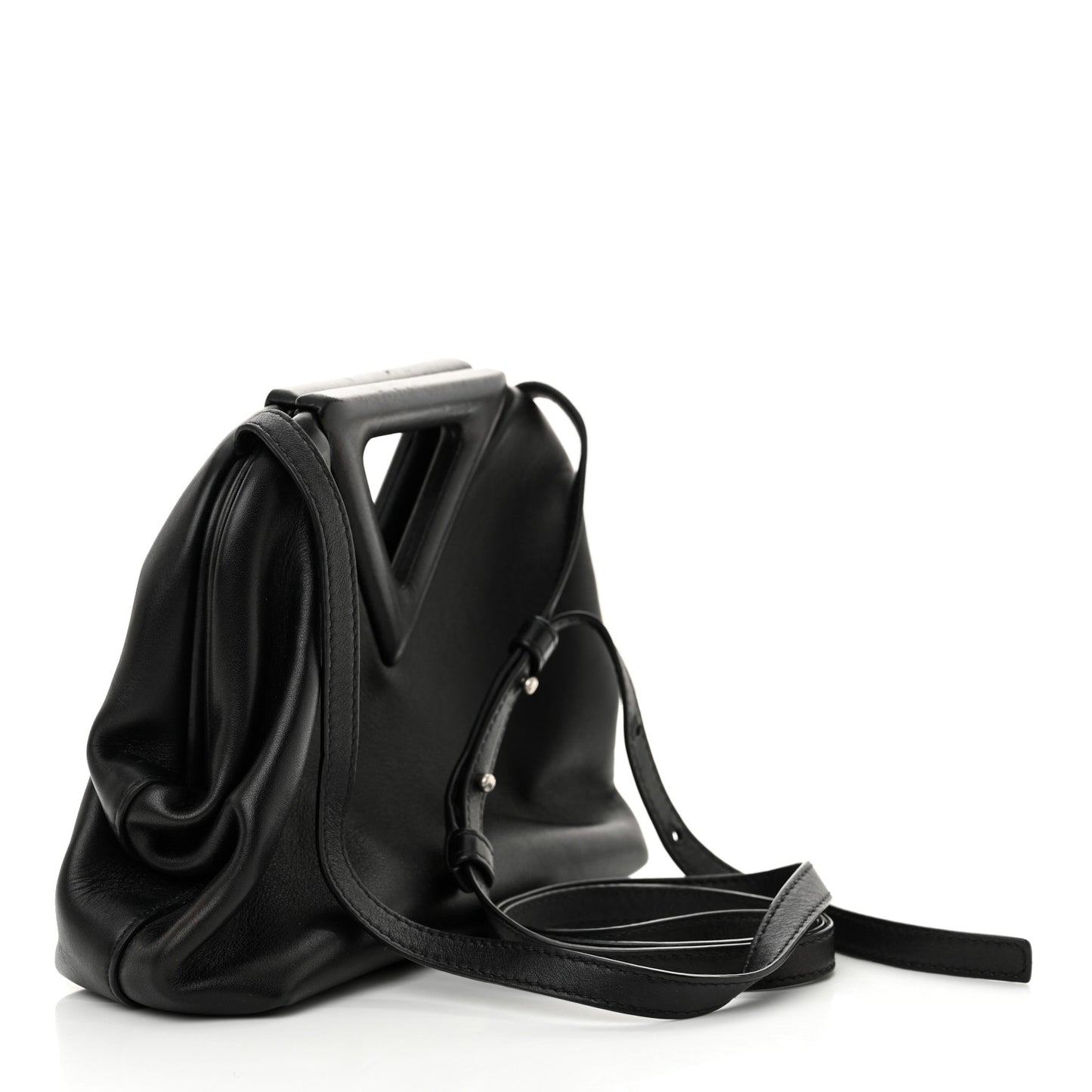 Calfskin Small The Point Triangle Bag Black