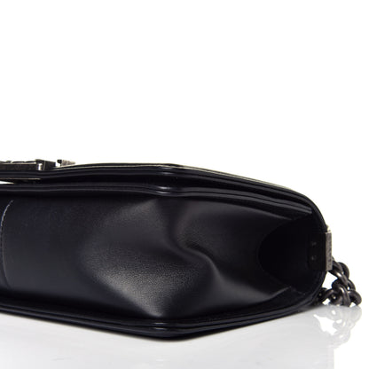 Chanel Calfskin Woven Medium Boy Flap Black White 9 of 10