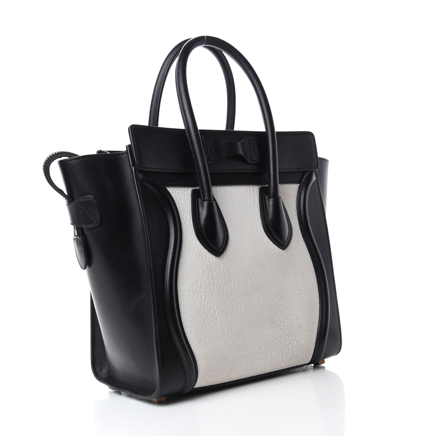 Celine Shrunken Lambskin Micro Bi-Color Luggage Black White 3 of 11