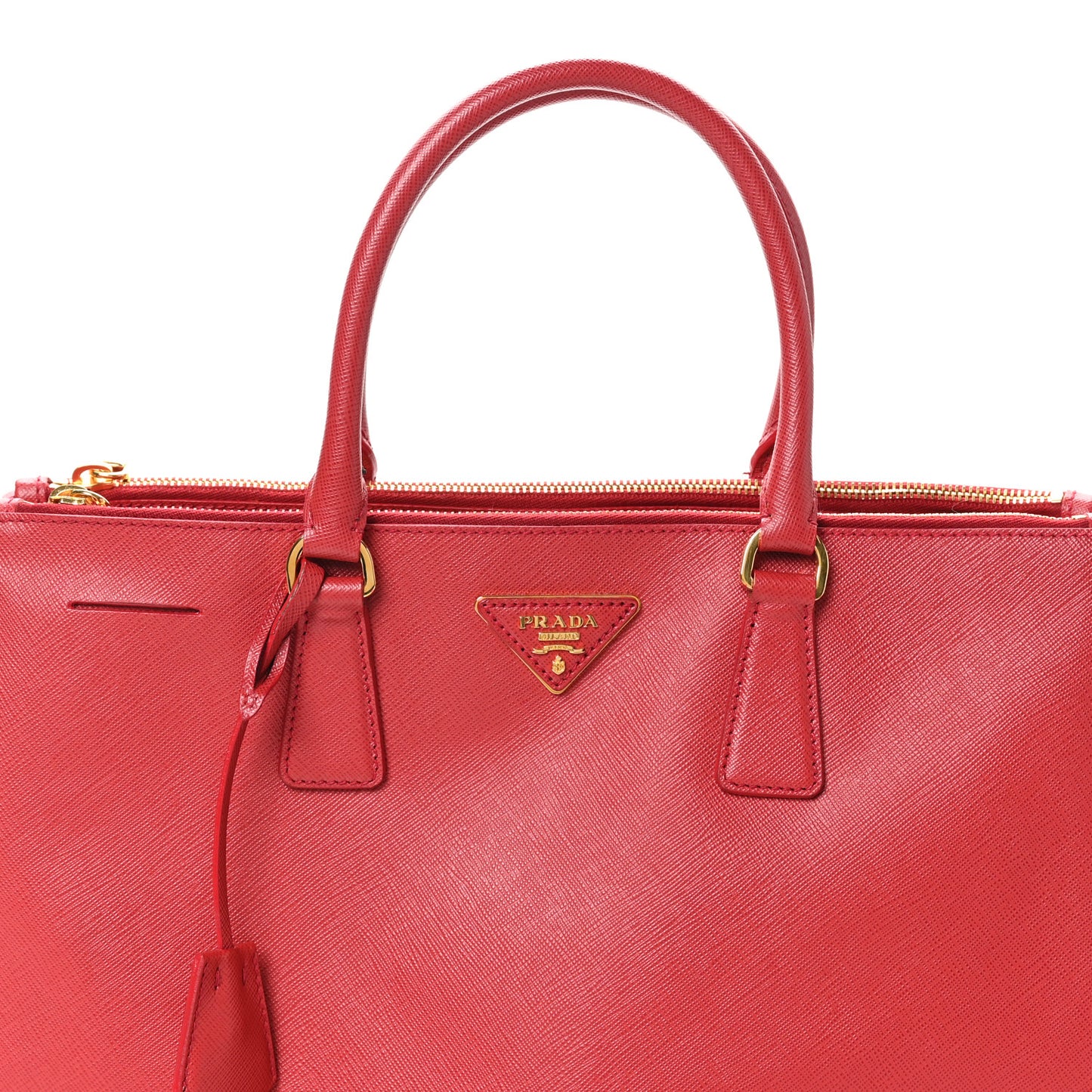 Saffiano Lux Large Double Zip Tote Fuoco