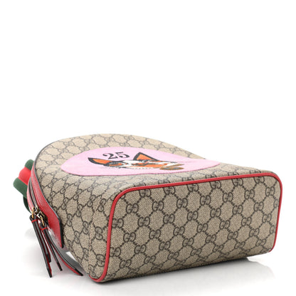 Gucci GG Supreme Monogram Web Bosco Patch Dome Backpack Beige Malva Hibiscus Red 4 of 10