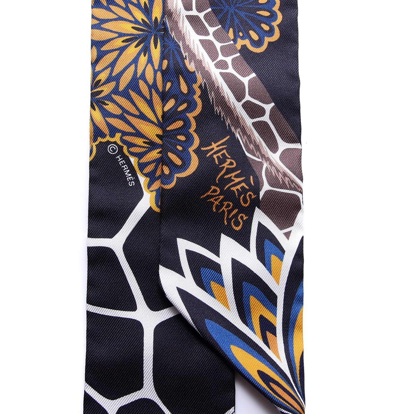 Silk Three Graces Twilly Black Gold Taupe