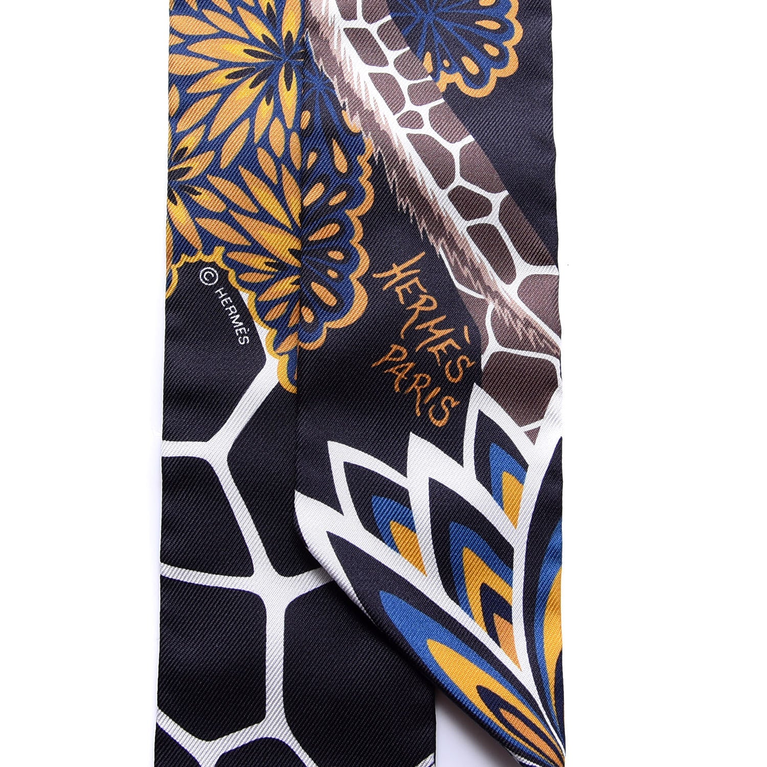 Hermes Silk Three Graces Twilly Black Gold Taupe 2 of 4