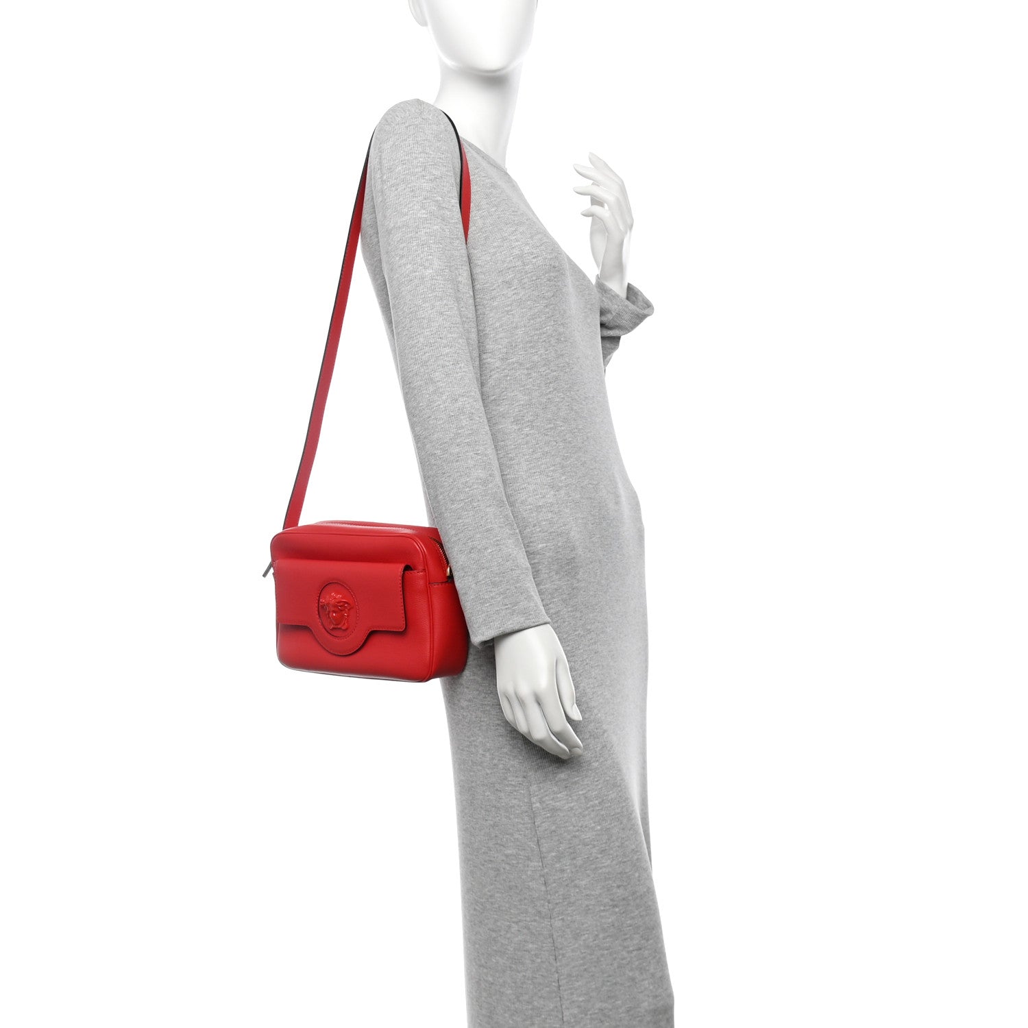 Versace Grained Calfskin Medusa Camera Bag Red 2 of 9