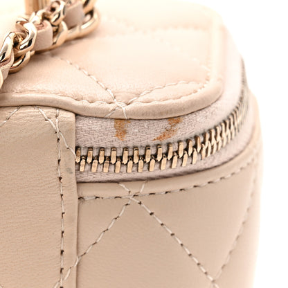 Chanel Lambskin Quilted Small Top Handle Vanity Case With Chain Ecru Dark Beige 11 of 11