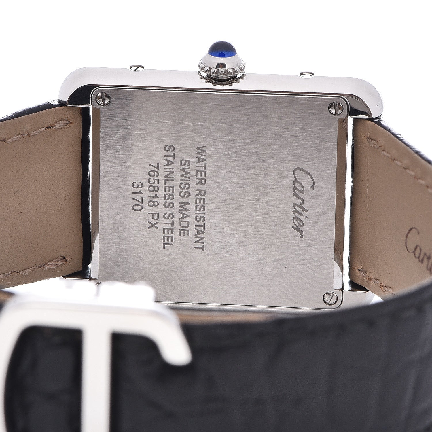 Cartier Stainless Steel Alligator 24mm Tank Solo Piano Quartz Watch 5 of 8