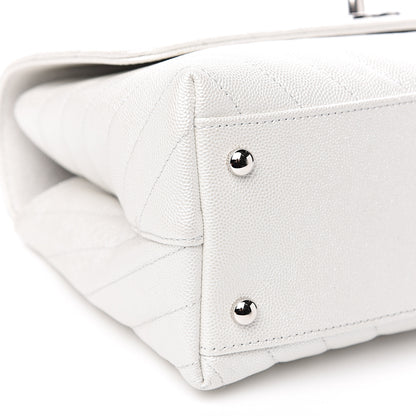 Chanel Iridescent Caviar Chevron Quilted Small Coco Handle Flap White 8 of 10