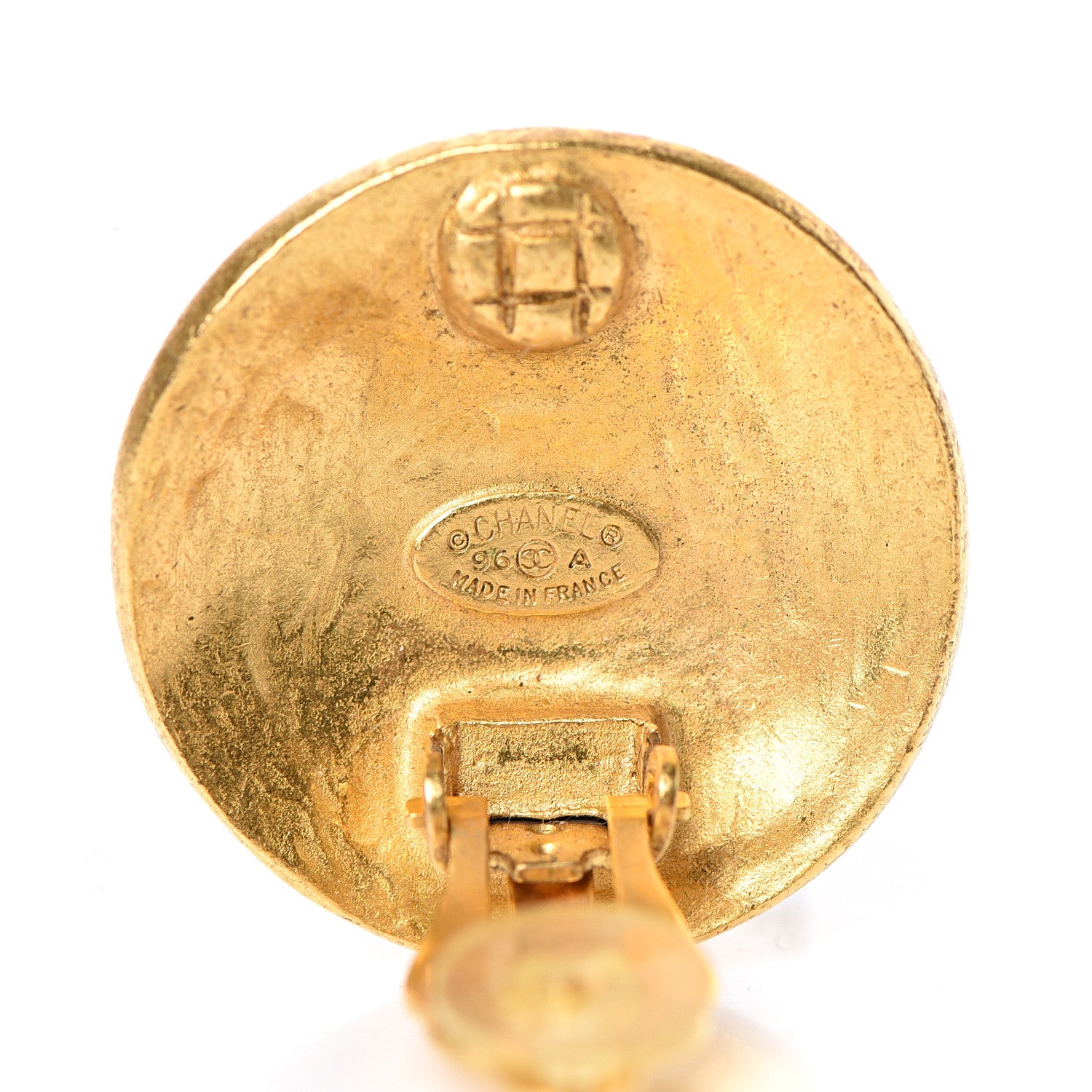 Chanel CC Button Clip On Earrings Gold 4 of 4