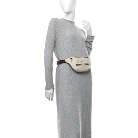 Grained Calfskin Small Logo Belt Bag White