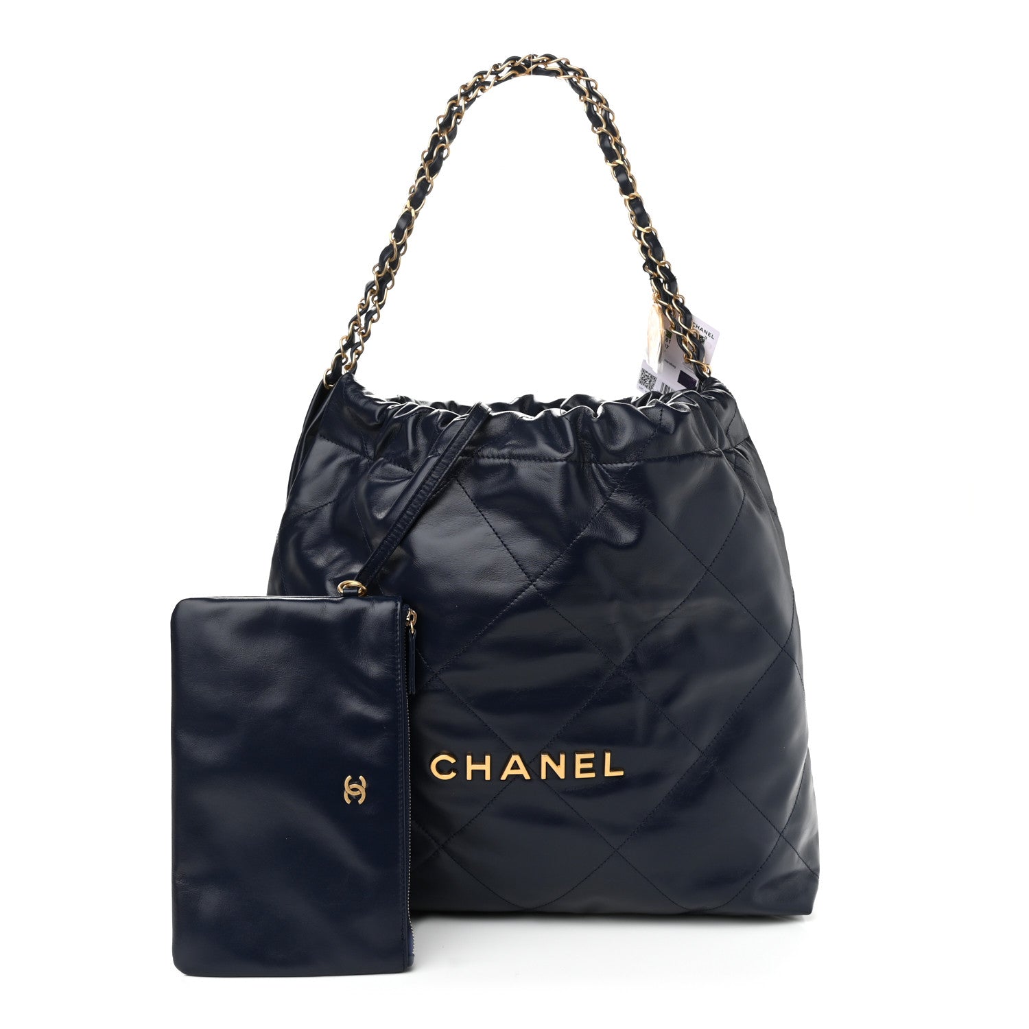 Chanel Shiny Calfskin Quilted Chanel 22 Navy Blue 1 of 11