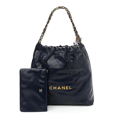 Chanel Shiny Calfskin Quilted Chanel 22 Navy Blue 1 of 11