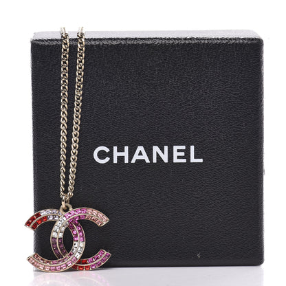 Chanel Crystal Baguette CC Necklace Gold Multicolor 5 of 5