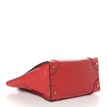 Celine Drummed Calfskin Mini Luggage Red 4 of 9