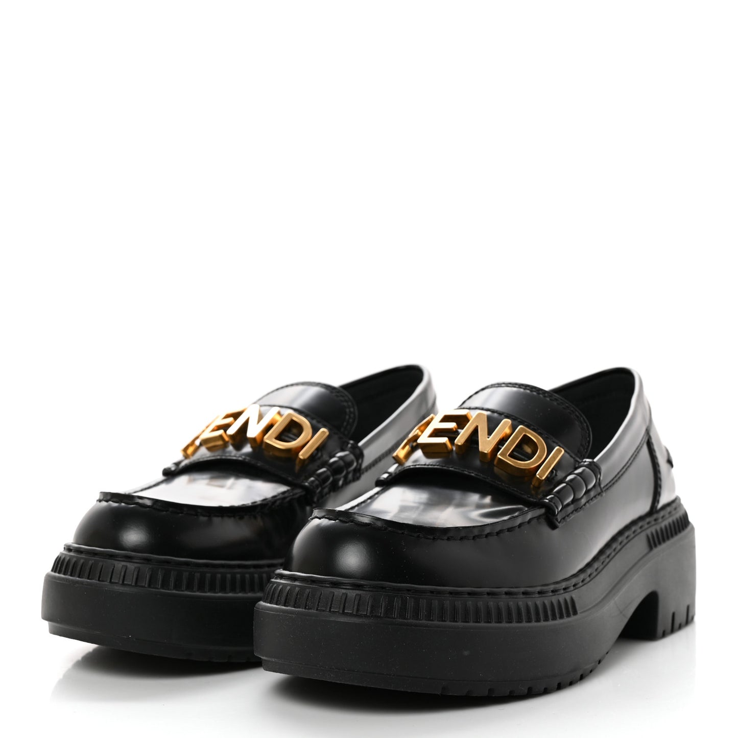 Vitello Abrasivato Fendigraphy 50mm Loafers 37 Black