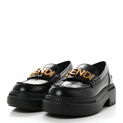 Fendi Vitello Abrasivato Fendigraphy 50mm Loafers 37 Black 3 of 10