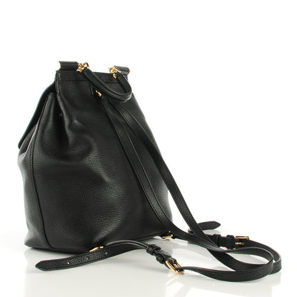 Dolce & Gabbana Pebbled Calfskin Sicily Backpack Black 3 of 6