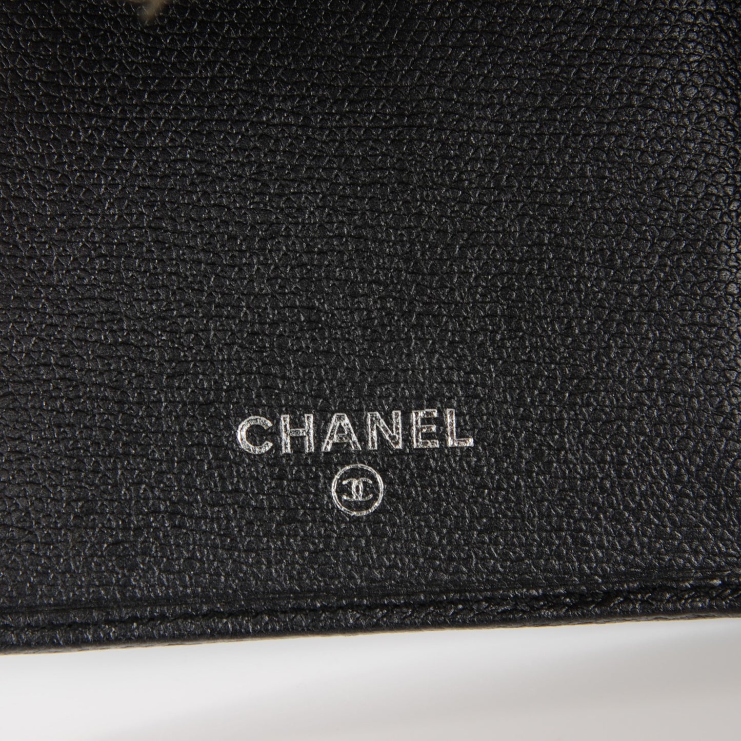 Grained Calfskin CC Button Flap Wallet Black