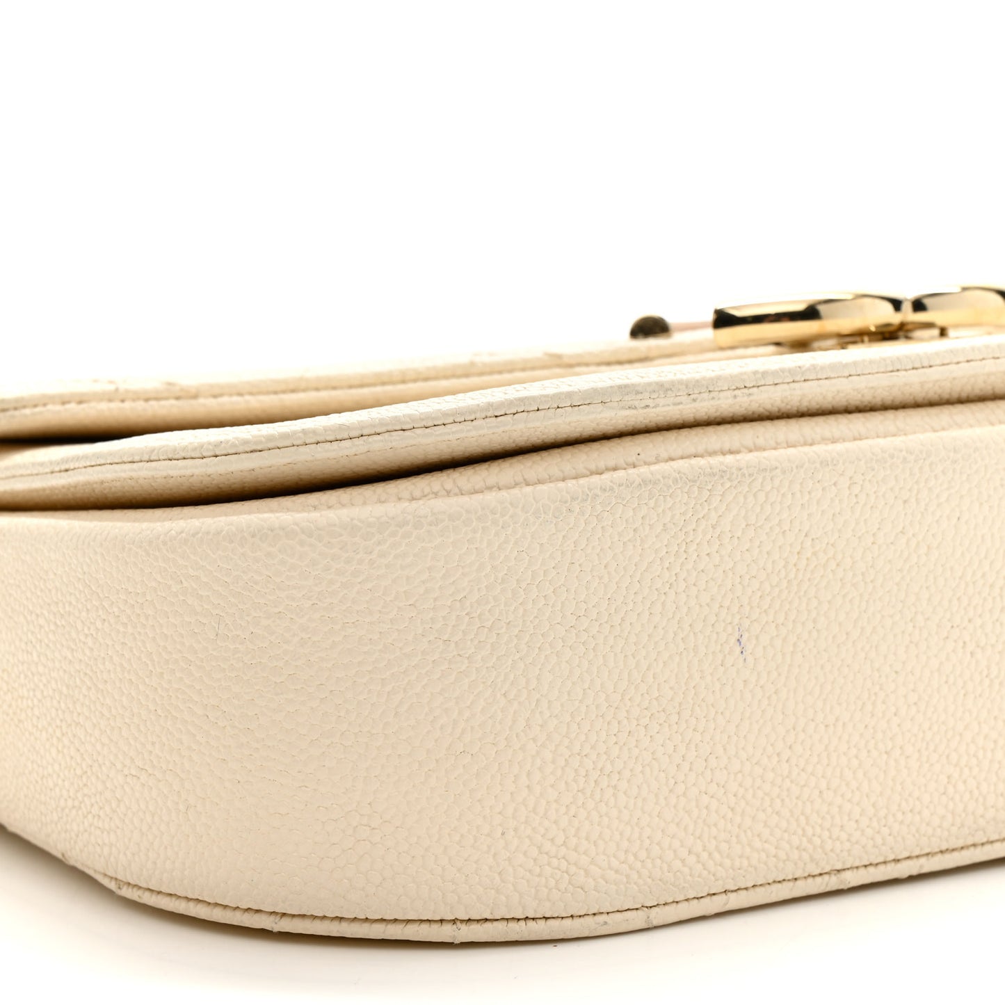 Grained Calfskin Quilted Small Cuba Top Handle Flap White