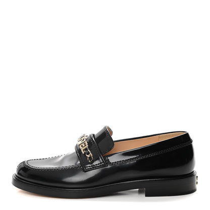 Chanel Shiny Calfskin Logo Loafers 38 Black 1 of 15