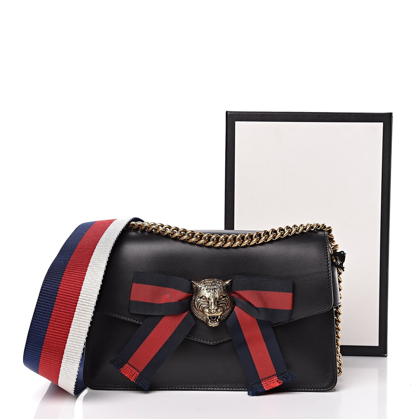 Nappa Sylvie Web Tiger Broadway Shoulder Bag Black
