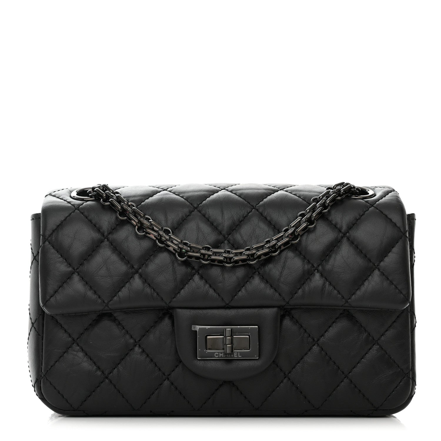 Chanel Aged Calfskin Quilted 2.55 Reissue Mini Flap So Black 1 of 11