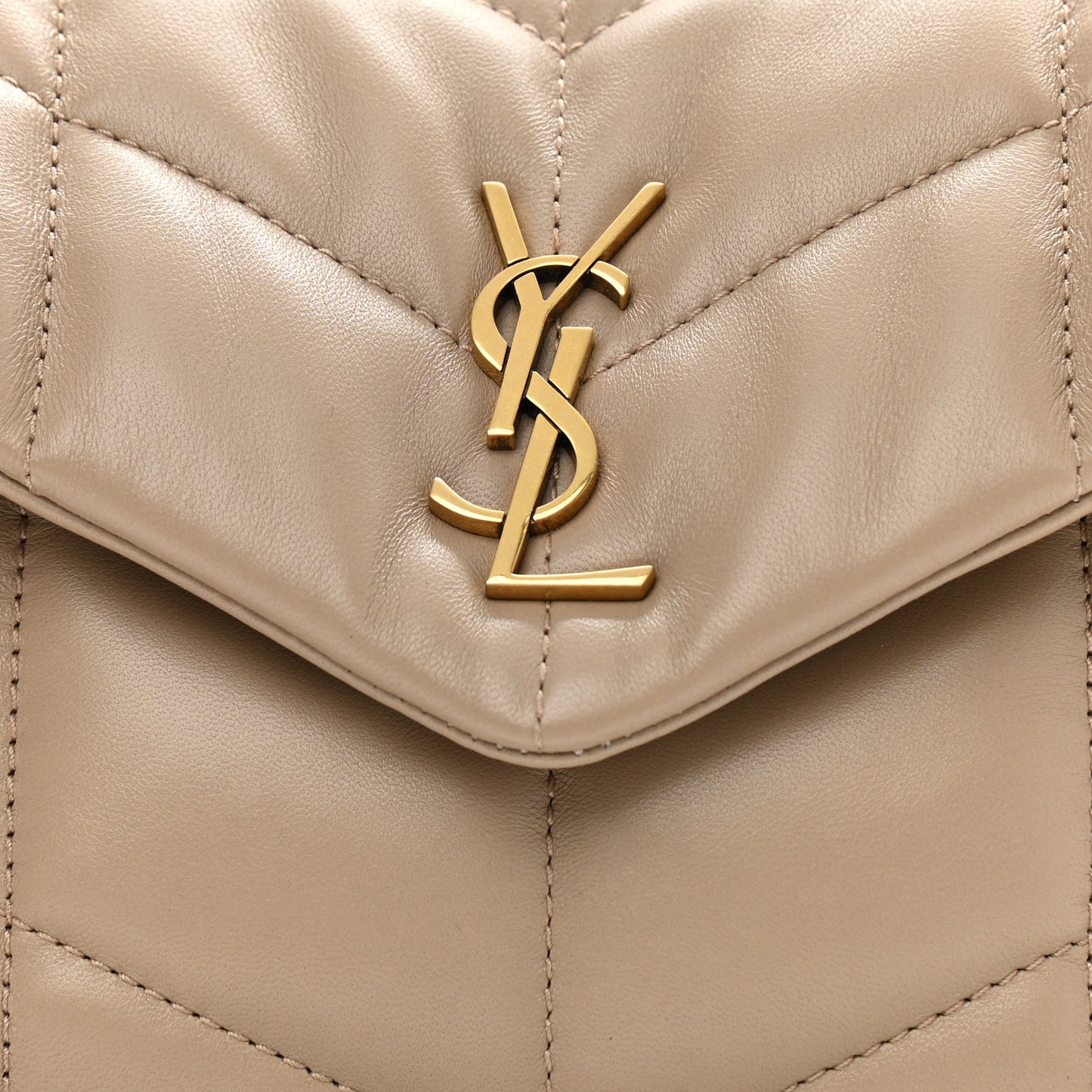Lambskin Quilted Toy Loulou Puffer Monogram Chain Satchel Nude Powder