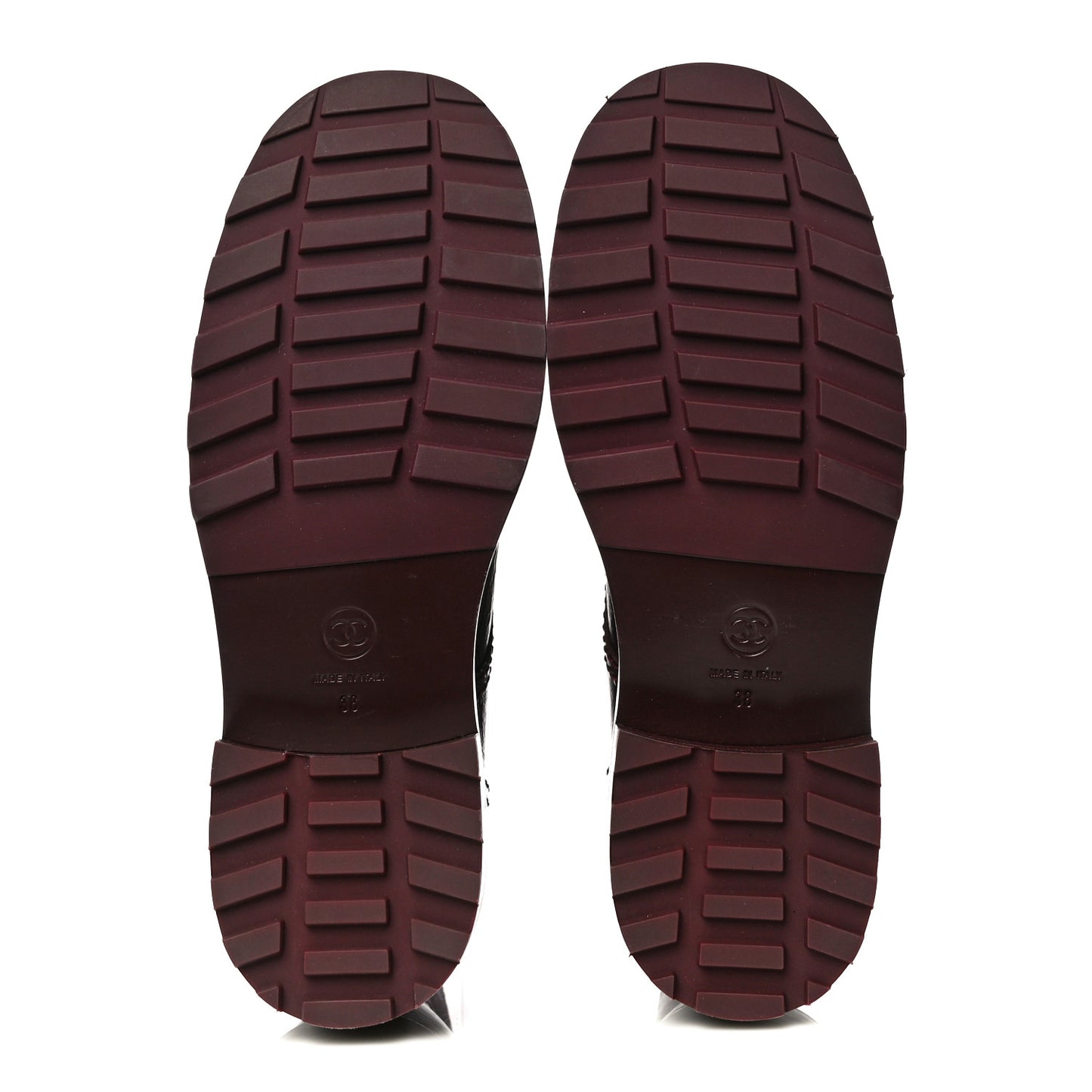 Calfskin Velvet Pearl Combat Short Boots 38 Burgundy