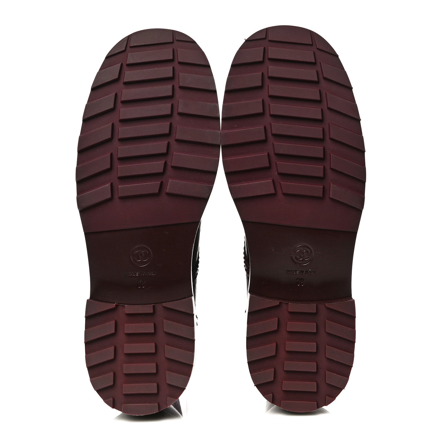 Chanel Calfskin Velvet Pearl Combat Short Boots 38 Burgundy 6 of 12