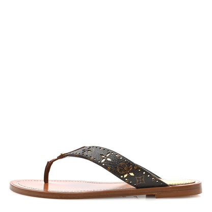 Louis Vuitton Monogram Sunny Flat Thong Sandals 37 Brown 1 of 7