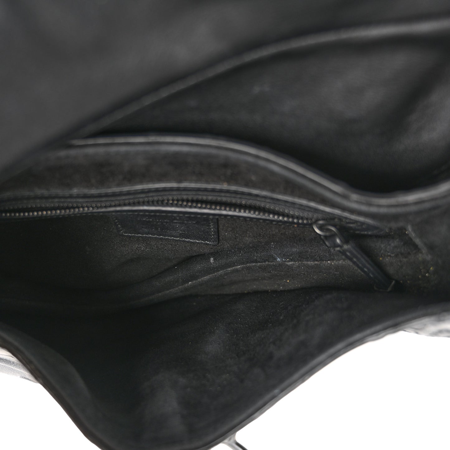 Calfskin Embossed Oblique Saddle Bag Black