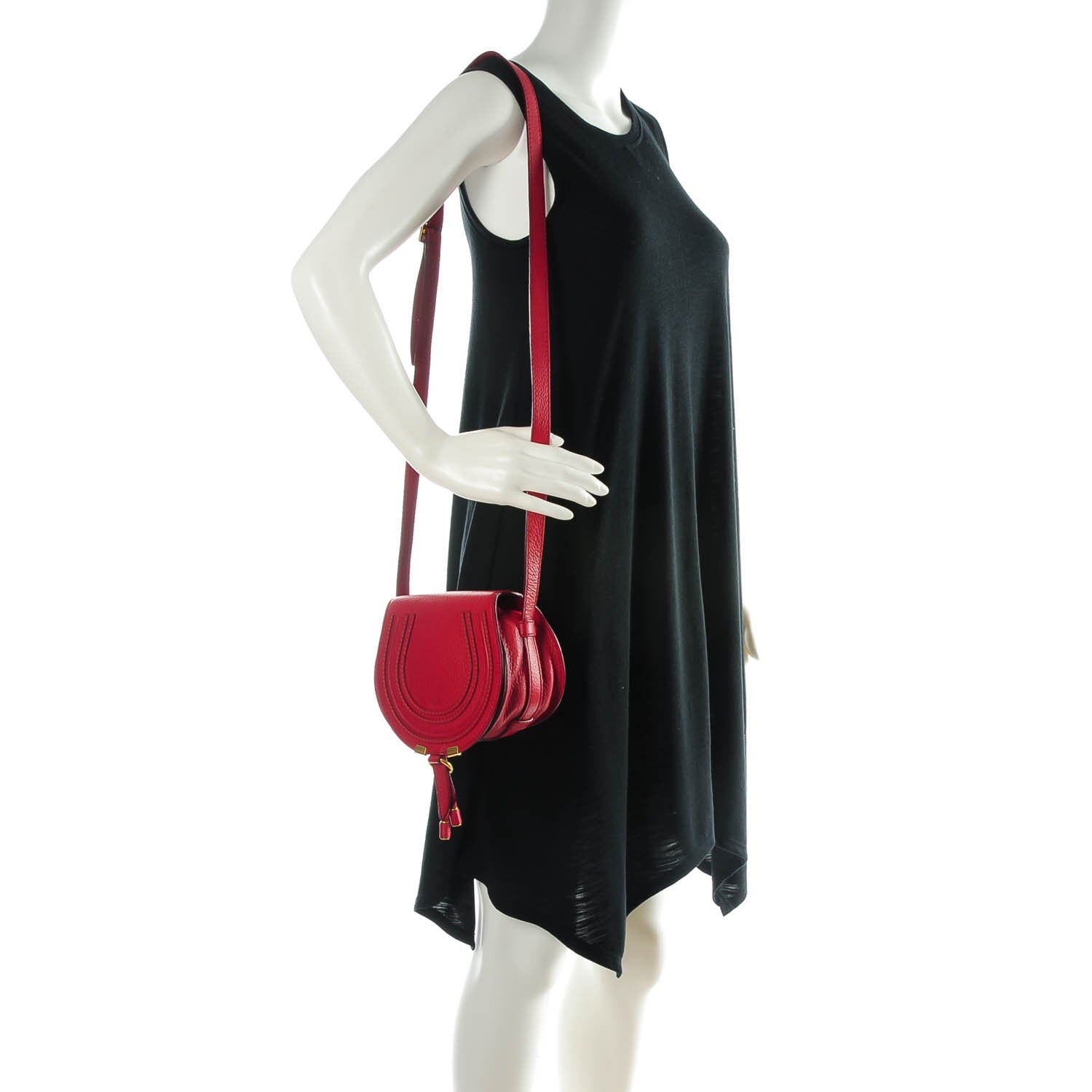 Chloe Calfskin Mini Marcie Round Crossbody Bag Red 2 of 6