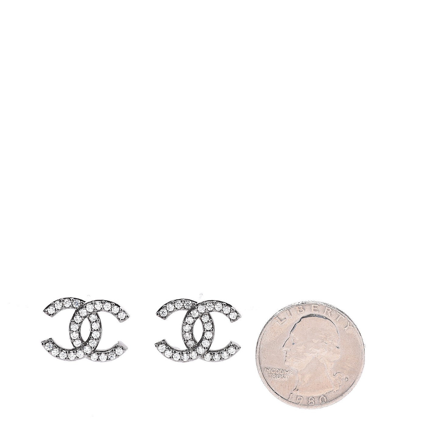 Crystal CC Earrings Silver