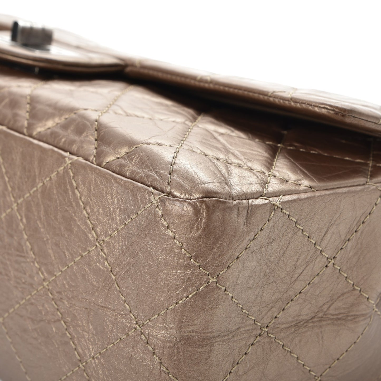 Metallic Aged Calfskin Quilted 2.55 Reissue 227 Flap Gold