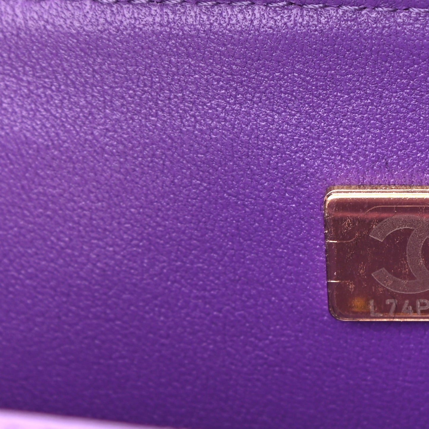 Lambskin Quilted Mini Top Handle Rectangular Flap Purple