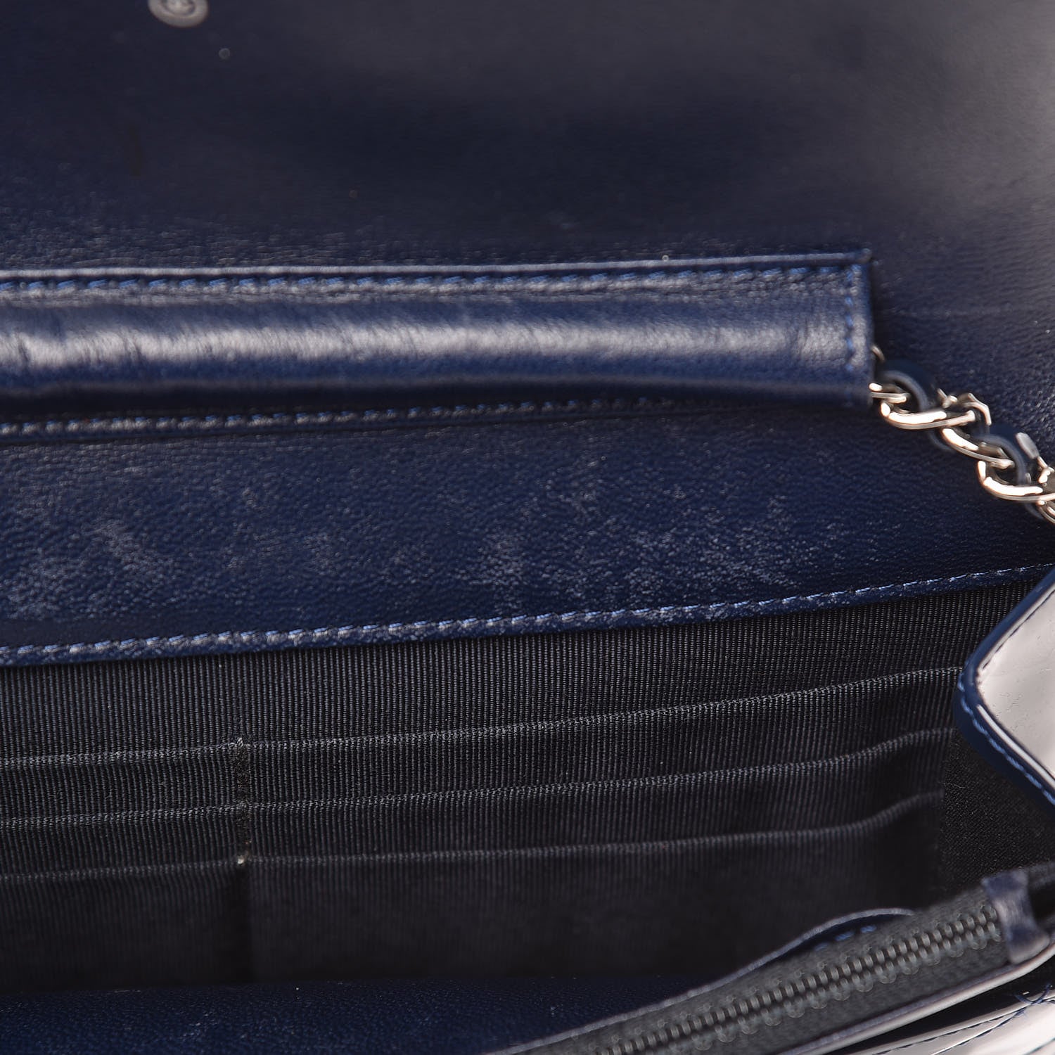 Chanel Patent Quilted Wallet On Chain WOC Blue 8 of 11