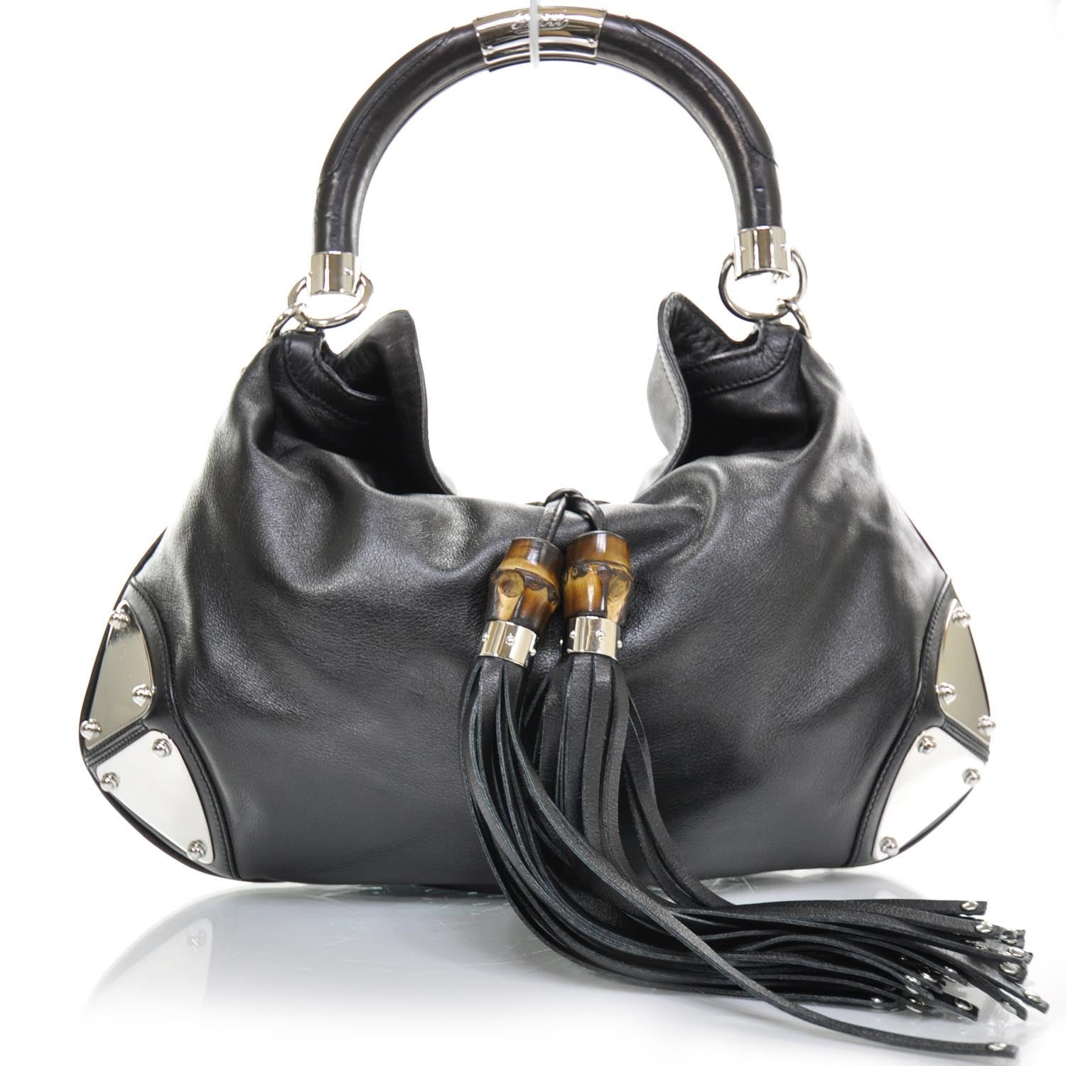 Gucci Calfskin Medium Indy Top Handle Hobo Black 1 of 9