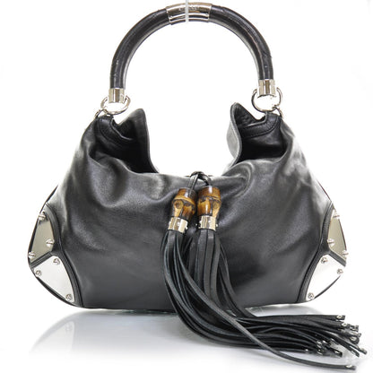 Gucci Calfskin Medium Indy Top Handle Hobo Black 1 of 9