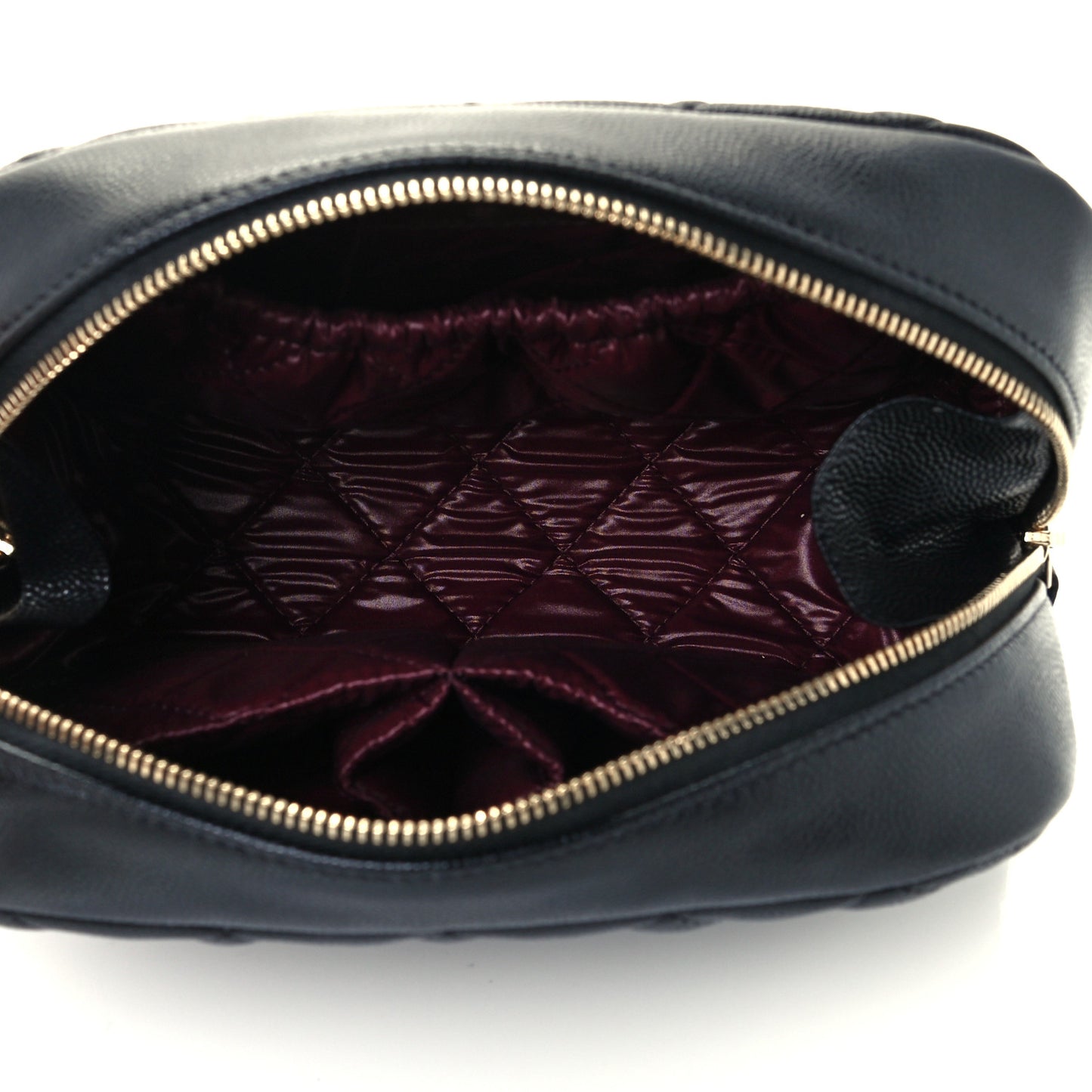 Caviar Quilted Curvy Pouch Cosmetic Case Black