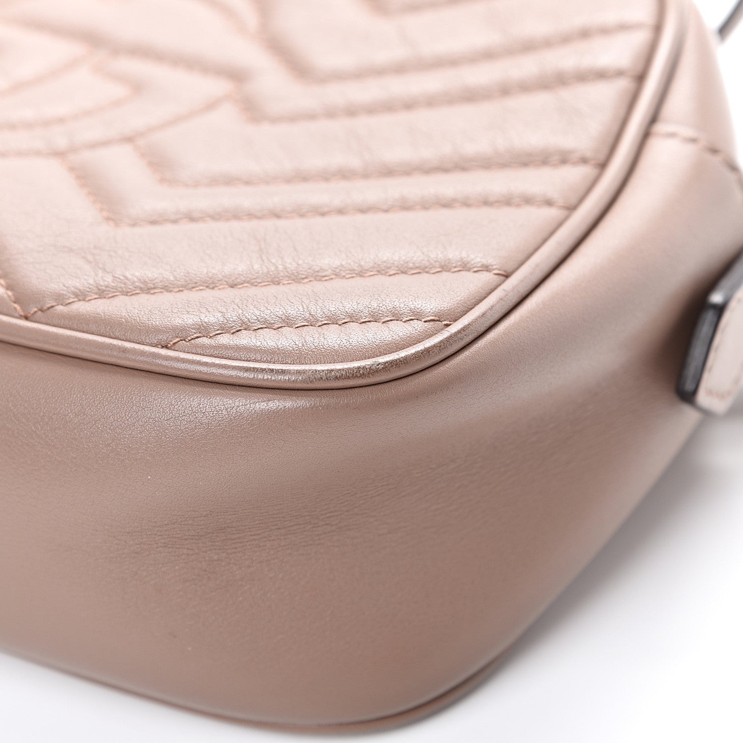 Gucci Calfskin Matelasse Small GG Marmont Chain Shoulder Bag Porcelain Rose 11 of 17