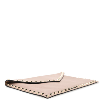Valentino Garavani Pebbled Calfskin Large Rockstud Envelope Clutch Poudre 4 of 8