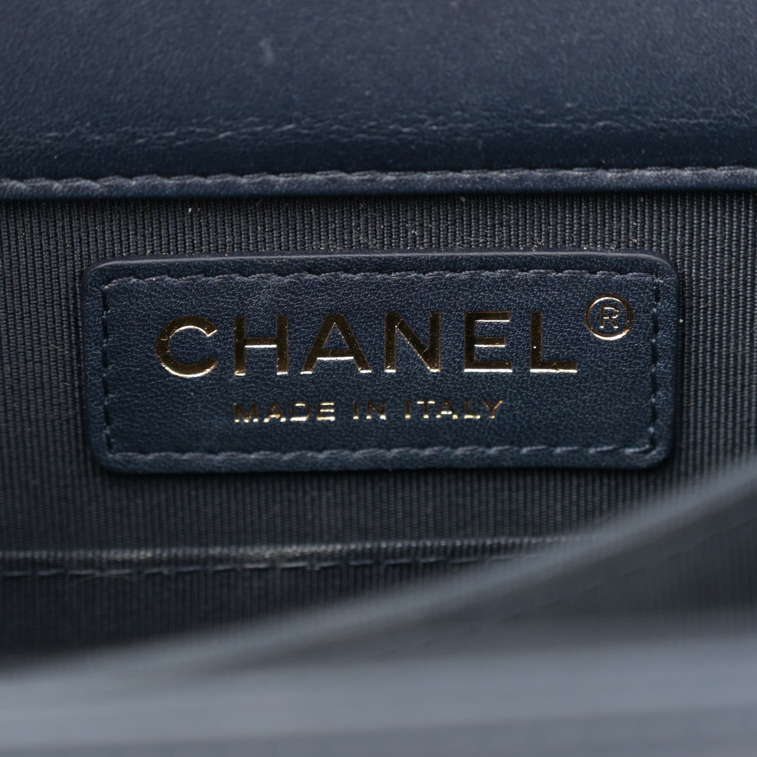 Chanel Metallic Lambskin Striped North South Boy Flap Navy Gold 6 of 10