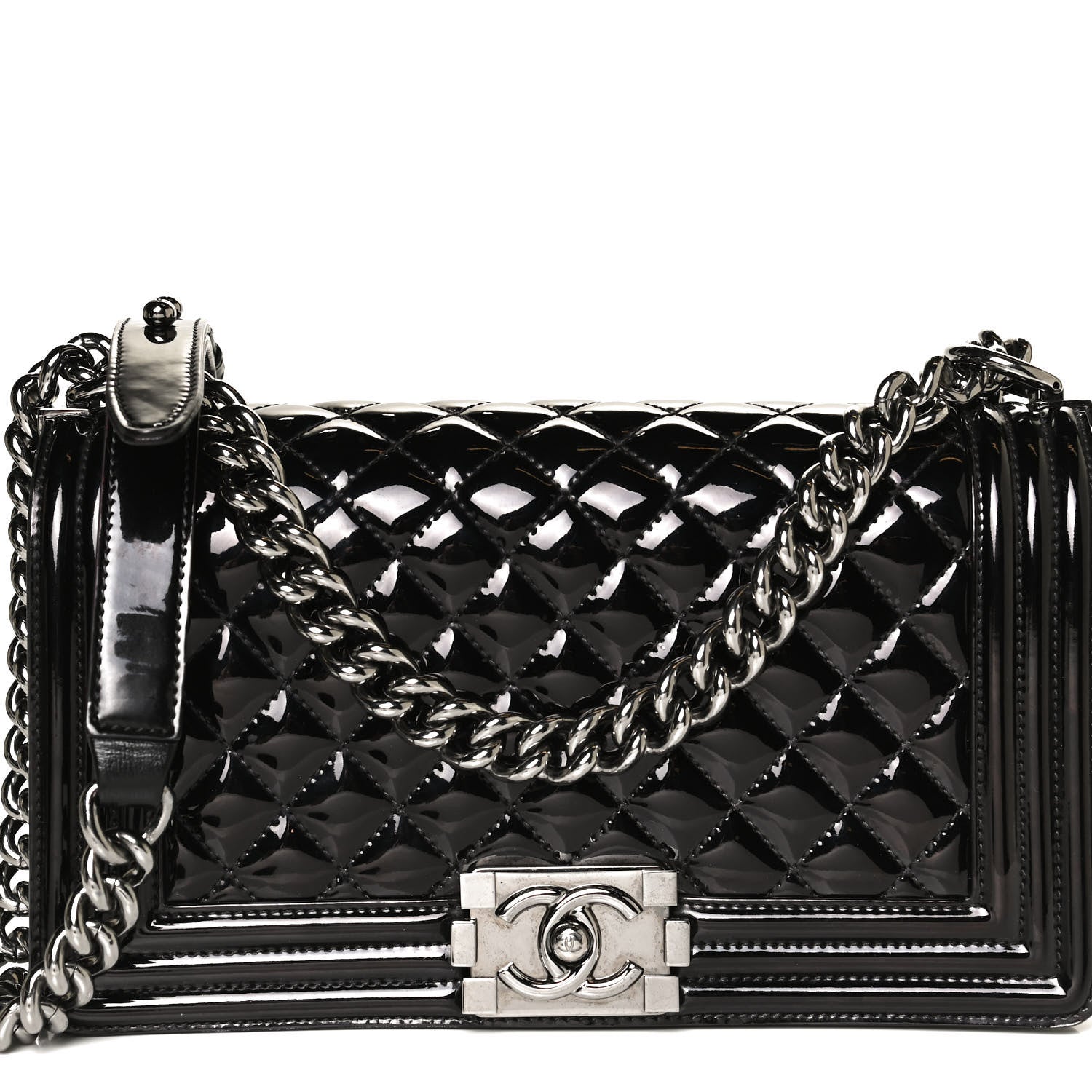 Chanel Patent Calfskin Quilted Medium Boy Flap Black 8 of 12