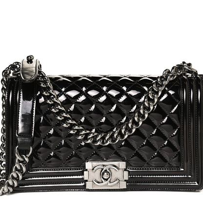 Chanel Patent Calfskin Quilted Medium Boy Flap Black 8 of 12