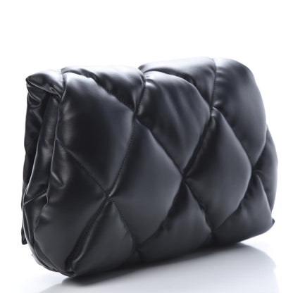 Balenciaga Nappa Calfskin Quilted Touch B Puffy Clutch Black 3 of 7