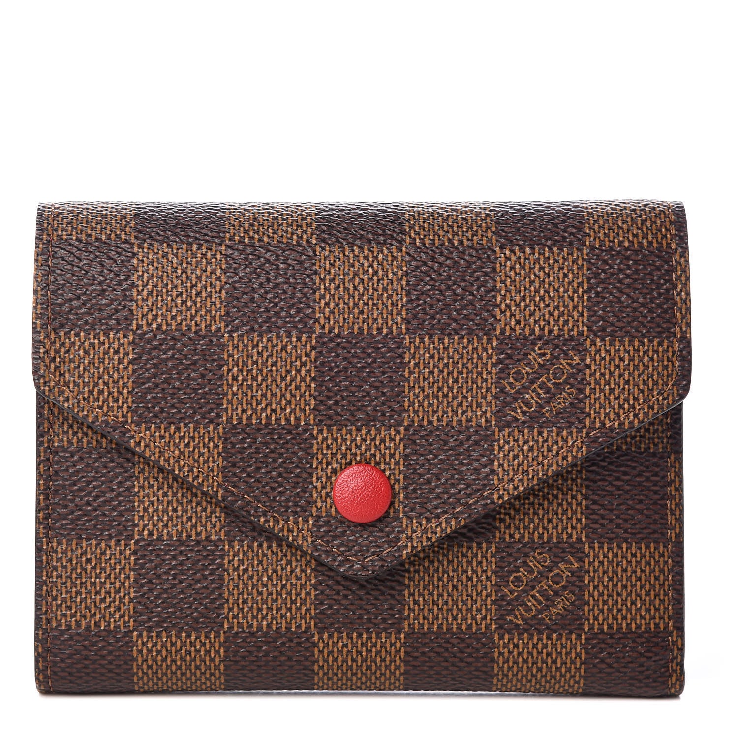 Louis Vuitton Damier Ebene Victorine Wallet Red 1 of 7
