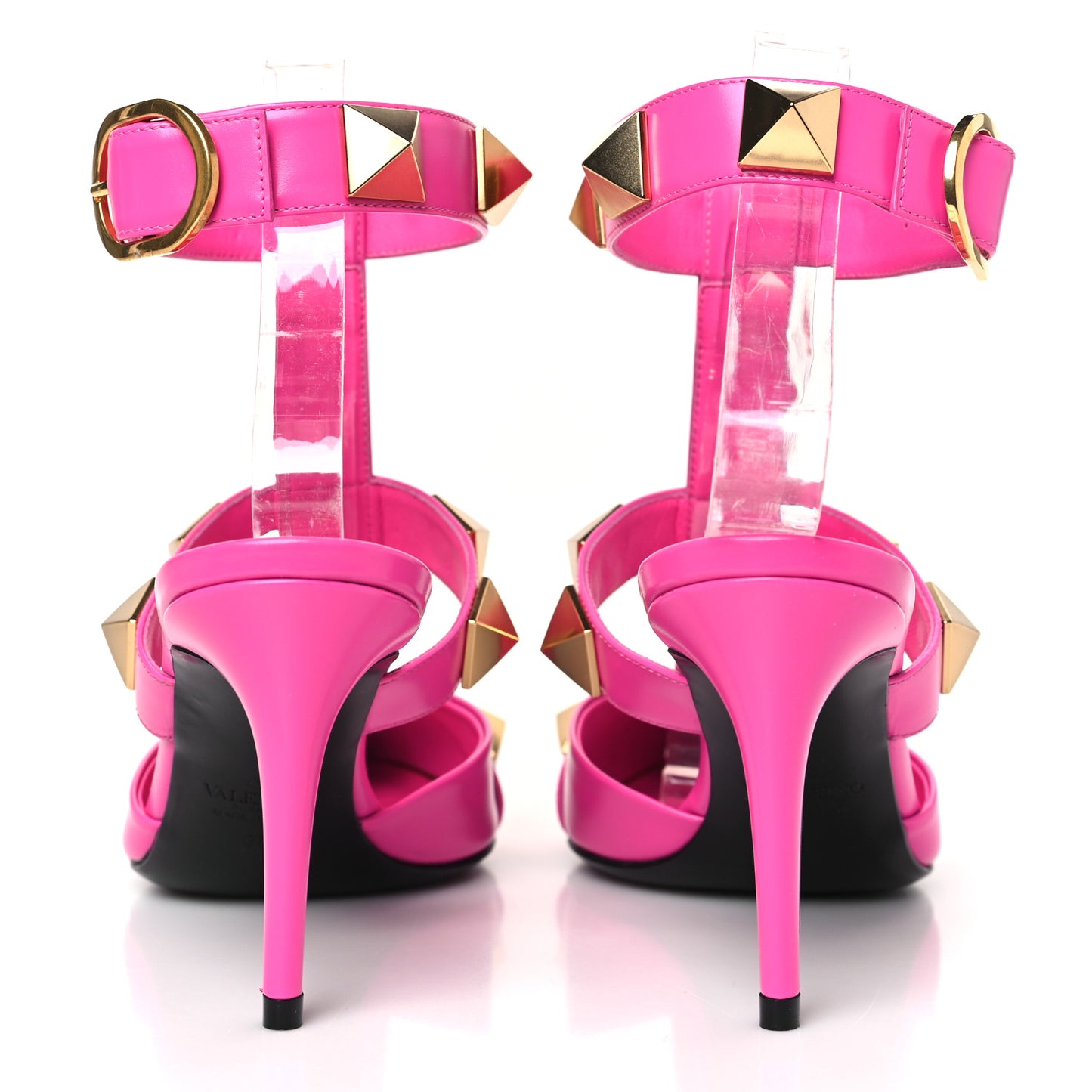 Calfskin Roman Stud Ankle Strap 80mm Pumps 38 Pink