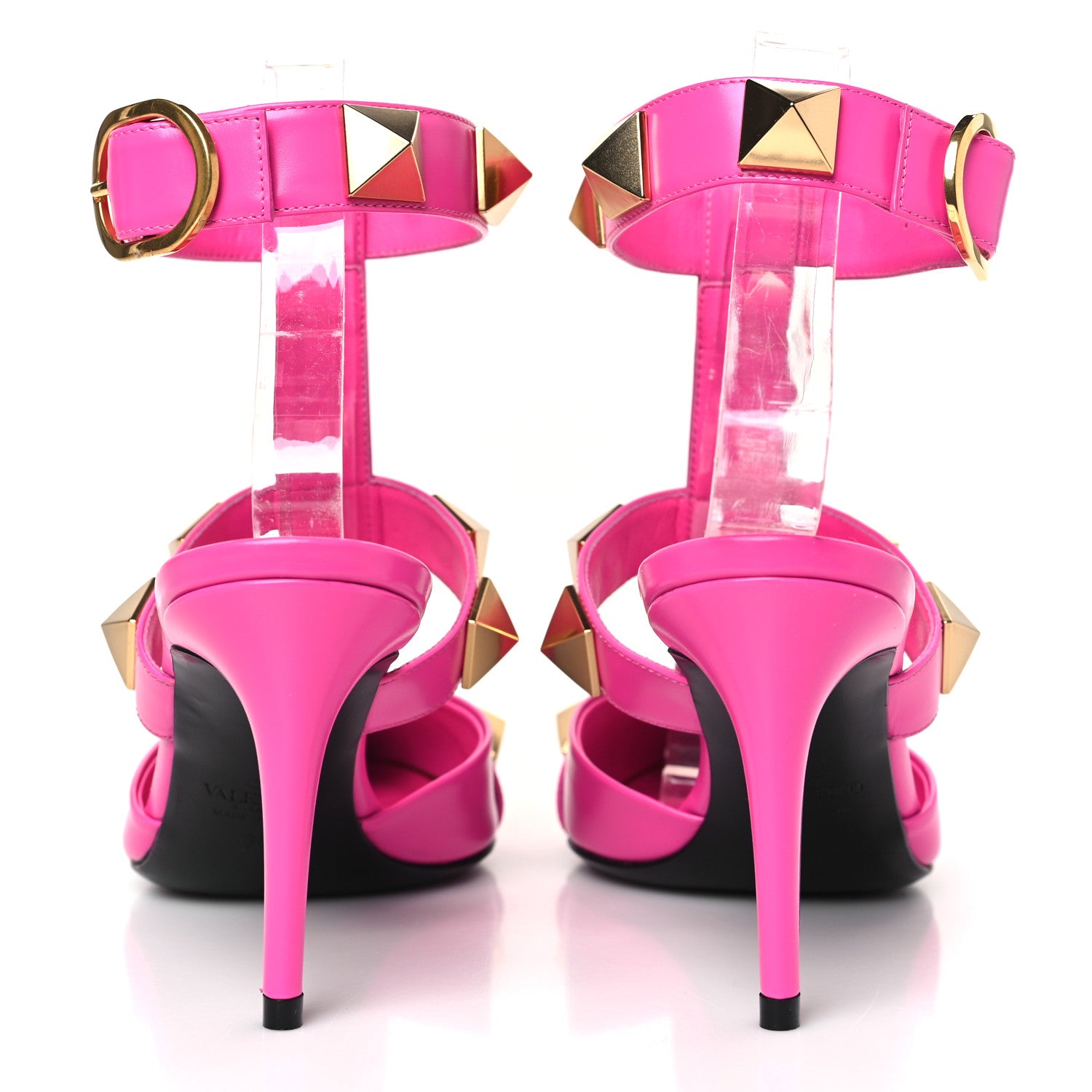 Valentino Garavani Calfskin Roman Stud Ankle Strap 80mm Pumps 38 Pink 5 of 10