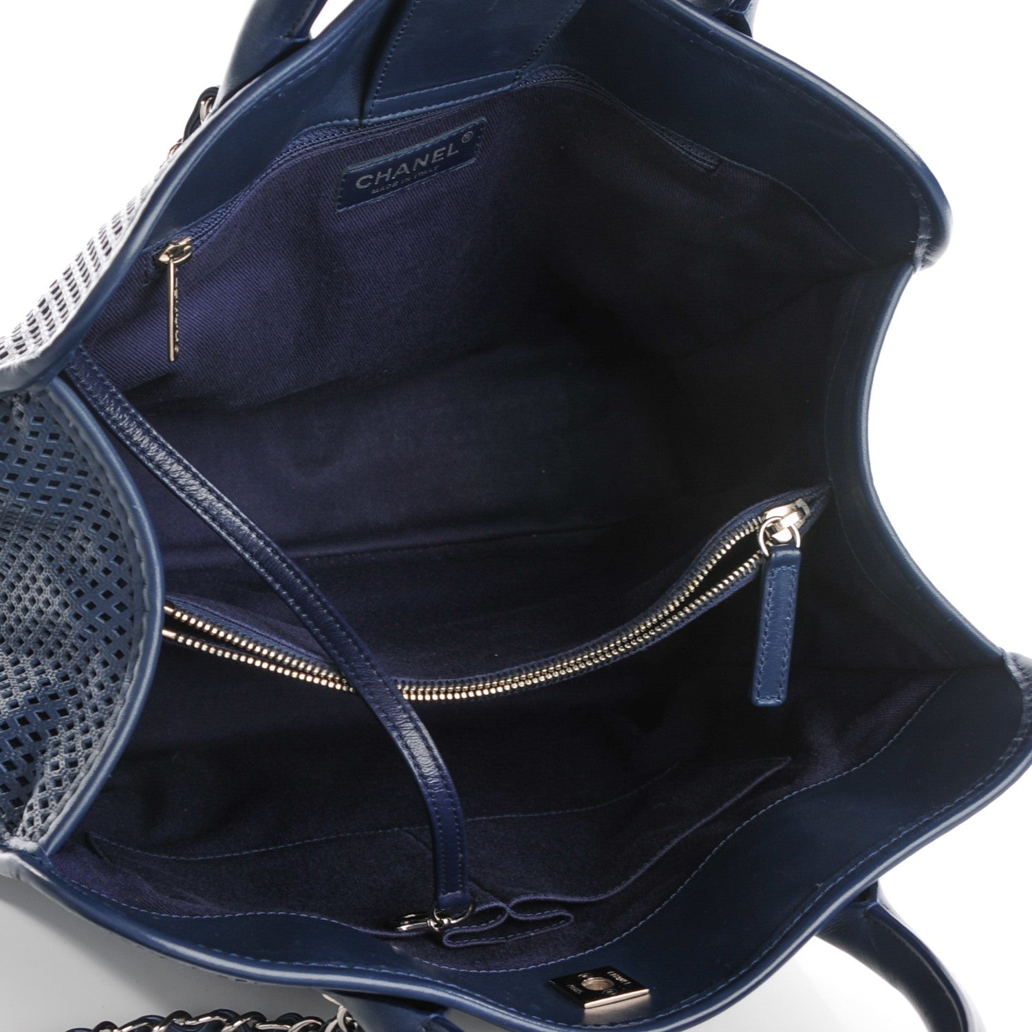 Chanel Calfskin Perforated Up In The Air Tote Dark Blue 5 of 8